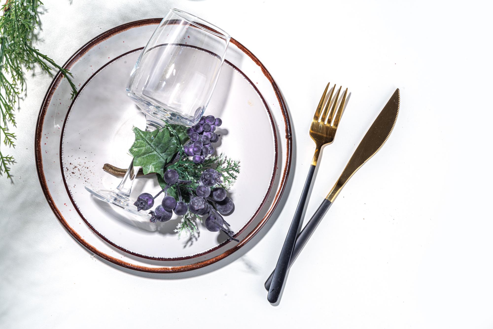 Table setting with seasonal tasting menu